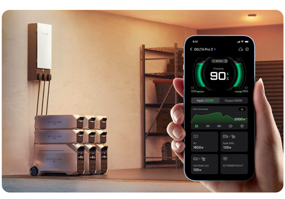 Baterías EcoFlow Delta Pro 3 conectadas en sistema modular